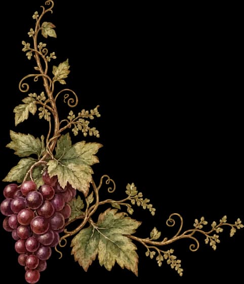 Weinranke mit Trauben und Blättern